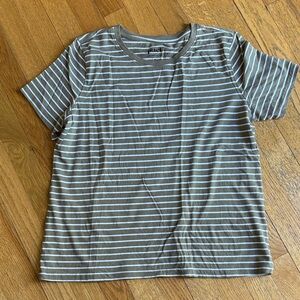 Pact Olive and White Striped T-Shirt